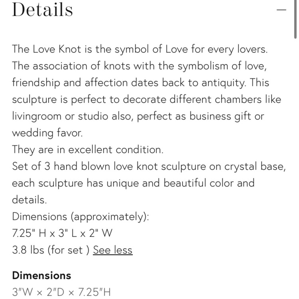 Love Knot Murano Style Hand Made Blown Abstract Art Sculpture Elegant Gold Glass - Picture 6 of 17